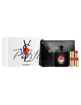 Yves Saint Laurent Black Opium SET: Parfumovaná voda 50ml + Rtěnka Rouge Volupte Shine No.101 3,2g + Kozmetická taška